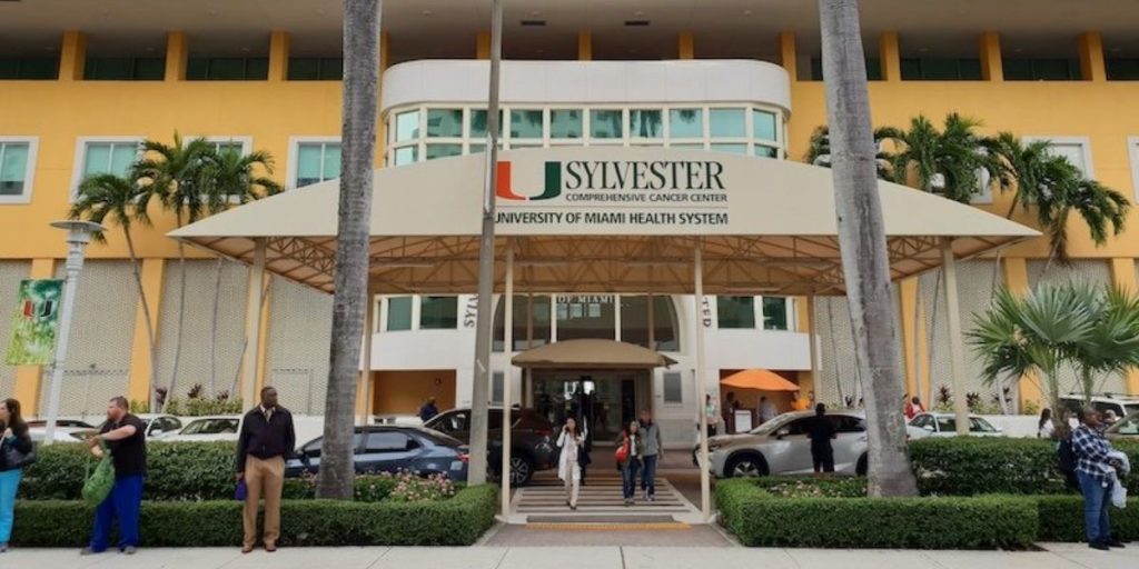 The entrance to the Sylvester Cancer Centre, University of Miami